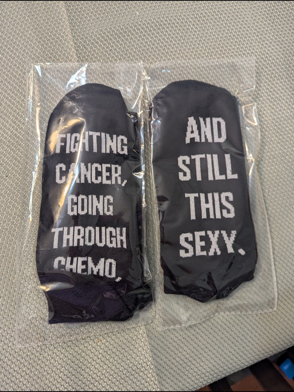 Black Novelty Socks - 'Fighting Cancer, Going Through Chemo, and Still This Sexy